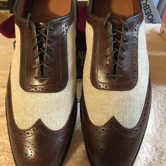 ALLEN EDMONDS STRAWFUT BALMORALS.  LEATHER AND LINEN.  NEW IN BOX main image 7